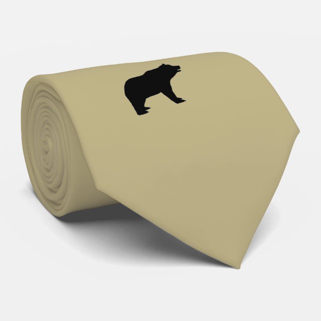 Black Bear Emblem on Amber Grey Tie (Rolled)
