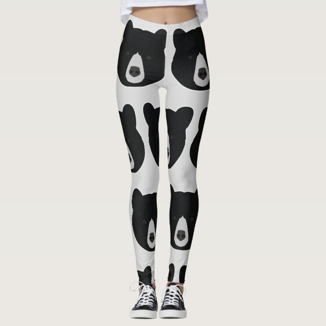 Black Bear Face Leggings (Front)
