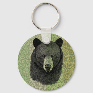 Black Bear Face original Animal art drawing Key Ring