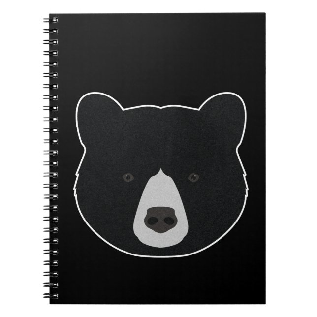 Black Bear Face Spiral Notebook (Front)