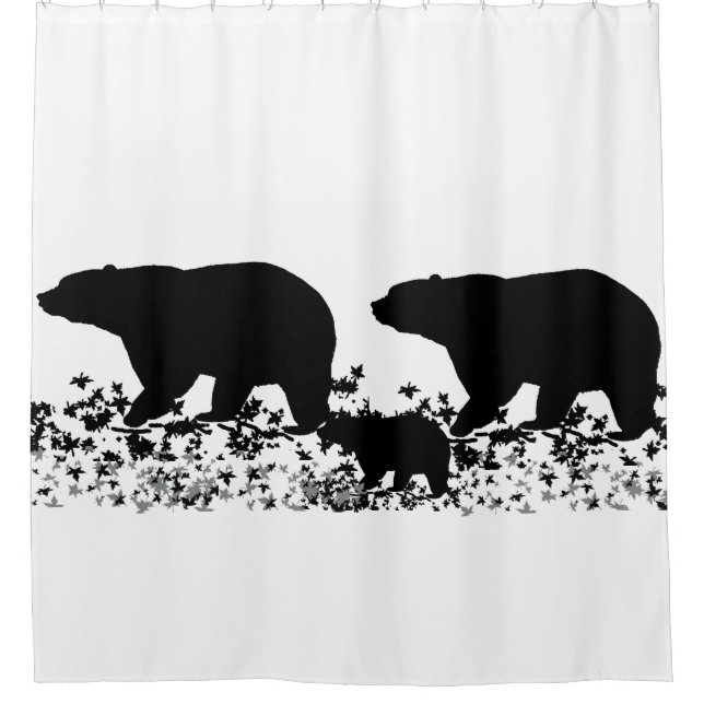 Black Bear Family Shower Curtain (Front)