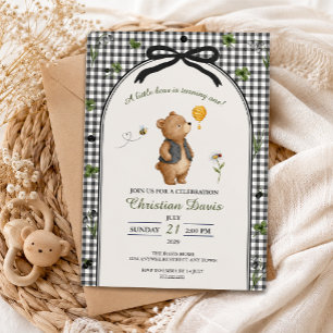 Black Bear First Birthday Invitation