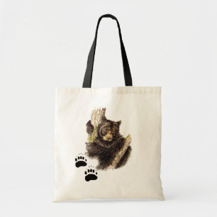 Black Bear Footprint Tote Bag