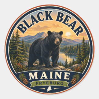 Black Bear Fryeburg Maine Round Sticker
