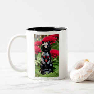 Black bear game player Two-Tone coffee mug