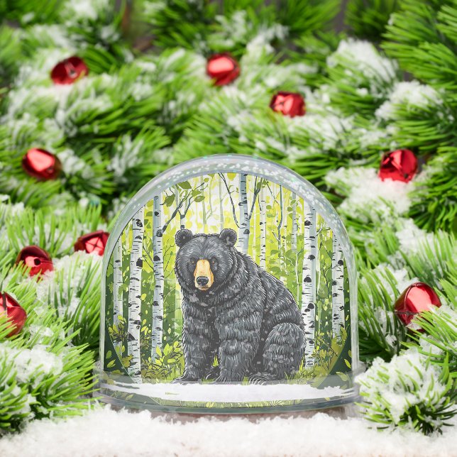 Black Bear in a Birch Forest Snowglobe (Christmas)