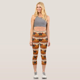 Black Bear in Autumn Forest Capri Leggings