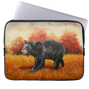 Black Bear in Autumn Forest Laptop Sleeve