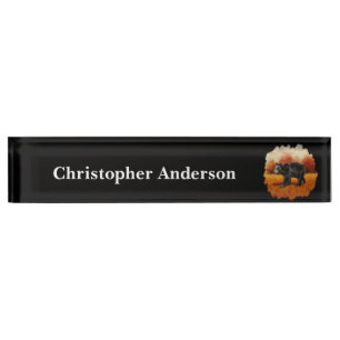 Black Bear in Autumn Forest Nameplate