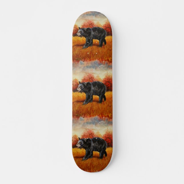 Black Bear in Autumn Forest Skateboard (Front)