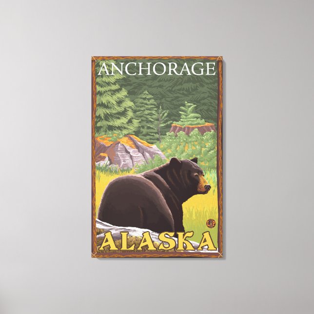 Black Bear in Forest - Anchorage, Alaska Canvas Print (Front)