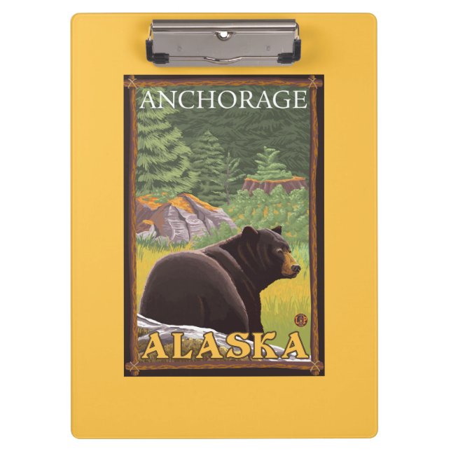 Black Bear in Forest - Anchorage, Alaska Clipboard (Front)