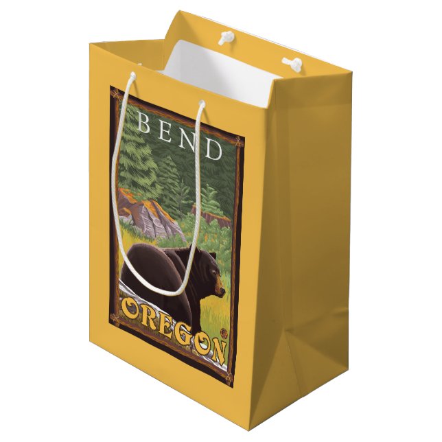 Black Bear in Forest - Bend, Oregon Medium Gift Bag (Front Angled)