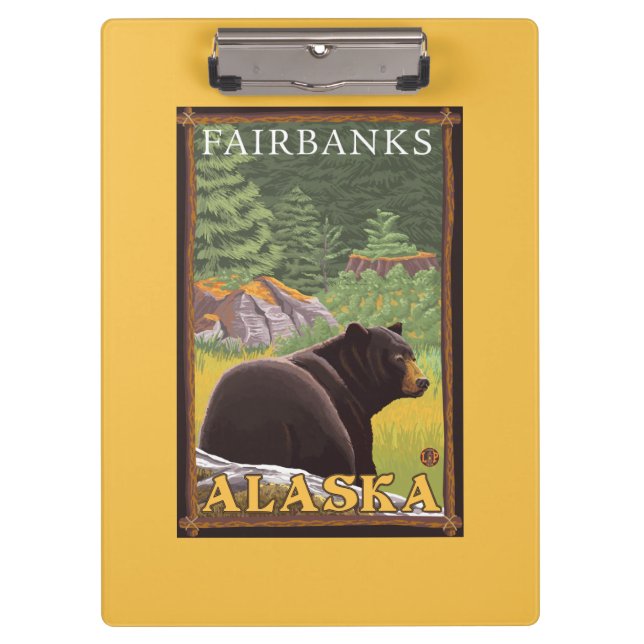 Black Bear in Forest - Fairbanks, Alaska Clipboard (Front)