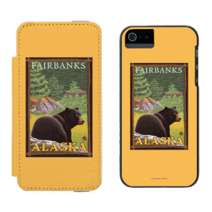Black Bear in Forest - Fairbanks, Alaska Incipio Watson™ iPhone 5 Wallet Case