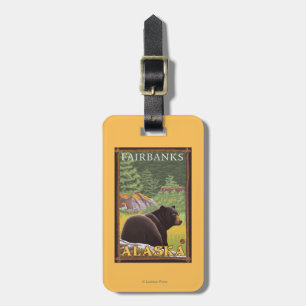 Black Bear in Forest - Fairbanks, Alaska Luggage Tag