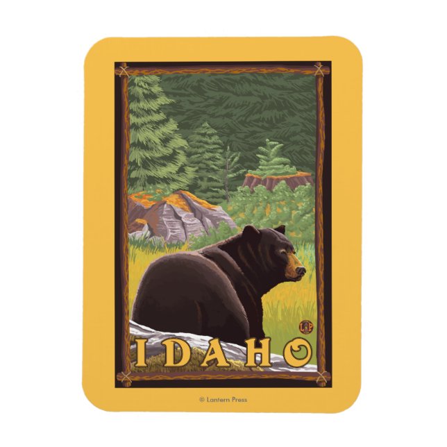 Black Bear in Forest - Idaho Magnet (Vertical)