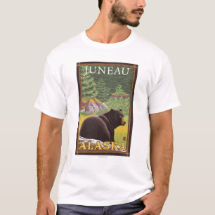 Black Bear in Forest - Juneau, Alaska T-Shirt