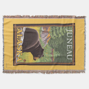 Black Bear in Forest - Juneau, Alaska Throw Blanket