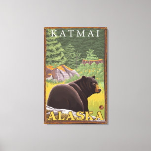 Black Bear in Forest - Katmai, Alaska Canvas Print