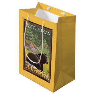 Black Bear in Forest - Ketchikan, Alaska Medium Gift Bag