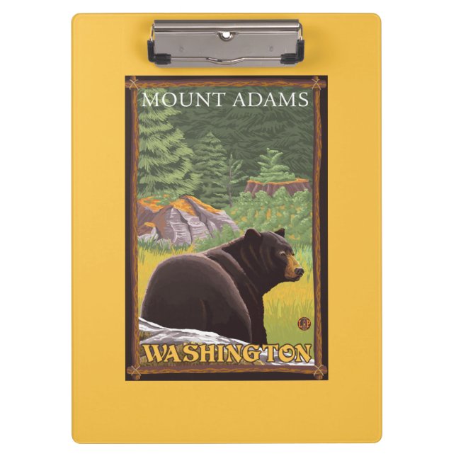 Black Bear in Forest - Mount Adams, Washington Clipboard (Front)