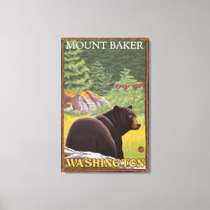 Black Bear in Forest - Mount Baker, Washington Canvas Print
