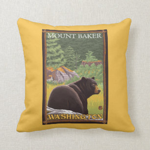 Black Bear in Forest - Mount Baker, Washington Cushion