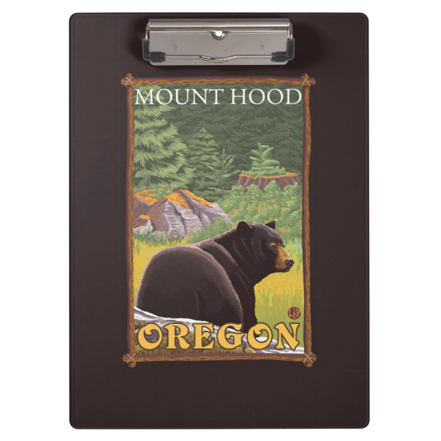 Black Bear in Forest - Mount Hood, Oregon Clipboard (Front)