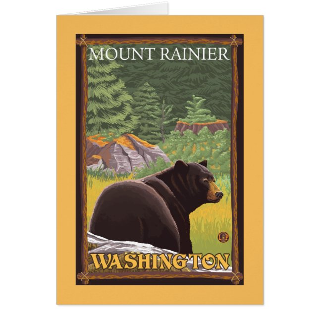 Black Bear in Forest - Mount Rainier, Washington (Front)