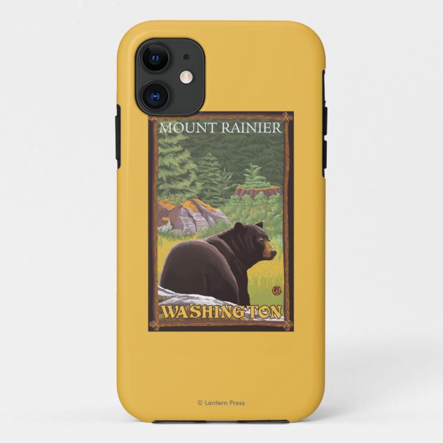 Black Bear in Forest - Mount Rainier, Washington Case-Mate iPhone Case (Back)