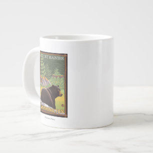 Black Bear in Forest - Mount Rainier, Washington Large Coffee Mug