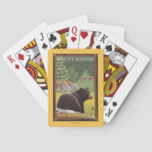 Black Bear in Forest - Mount Rainier, Washington Playing Cards