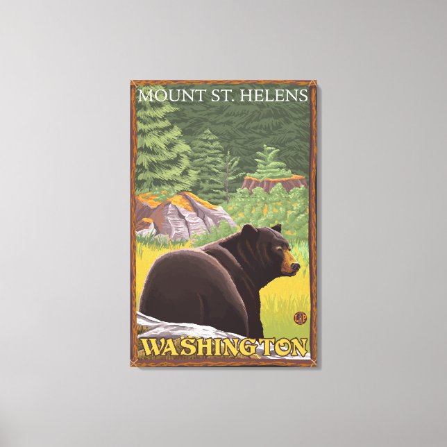 Black Bear in Forest - Mount St. Helens, WA Canvas Print (Front)