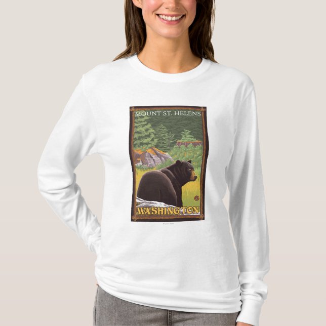 Black Bear in Forest - Mount St. Helens, WA T-Shirt (Front)