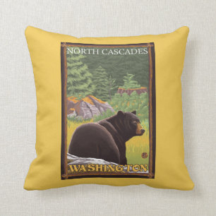 Black Bear in Forest - North Cascades, Washingto Cushion