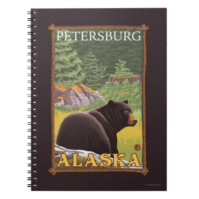 Black Bear in Forest - Petersburg, Alaska Spiral Notebook (Front)