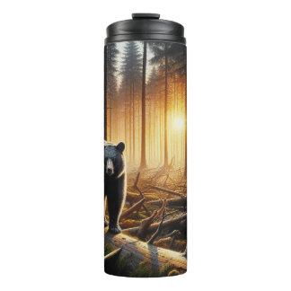 Black Bear in Forest Scene Thermal Tumbler