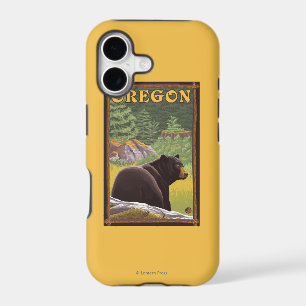 Black Bear in Forest Scene Vintage Travel