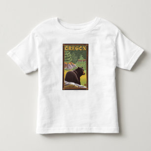 Black Bear in Forest Scene Vintage Travel Toddler T-Shirt