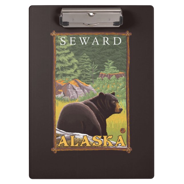 Black Bear in Forest - Seward, Alaska Clipboard (Front)