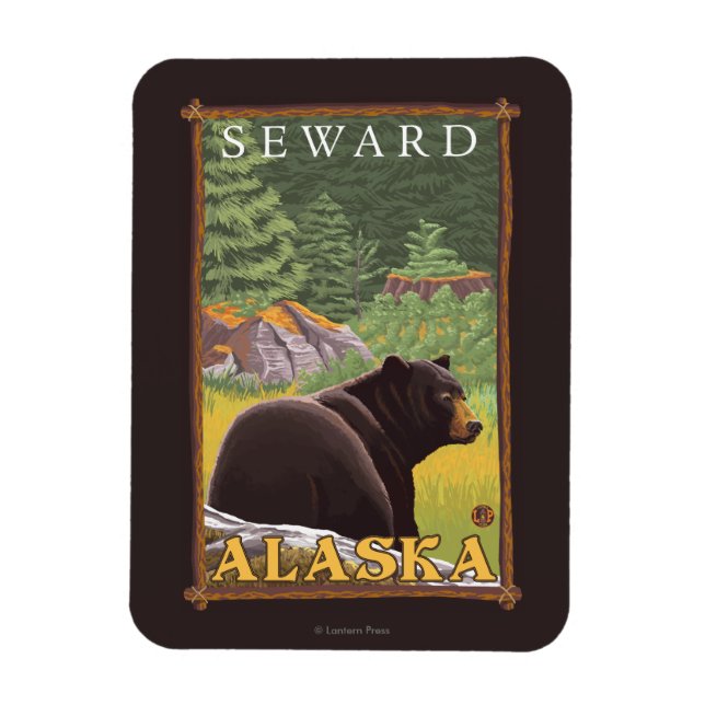 Black Bear in Forest - Seward, Alaska Magnet (Vertical)