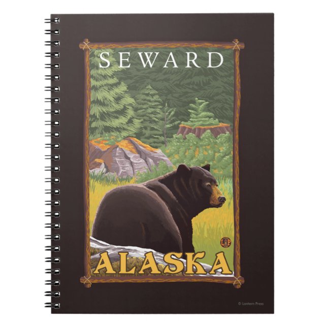 Black Bear in Forest - Seward, Alaska Spiral Notebook (Front)