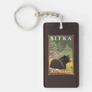 Black Bear in Forest - Sitka, Alaska Key Ring