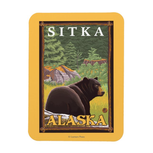 Black Bear in Forest - Sitka, Alaska Magnet (Vertical)