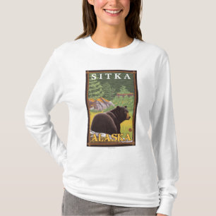 Black Bear in Forest - Sitka, Alaska T-Shirt