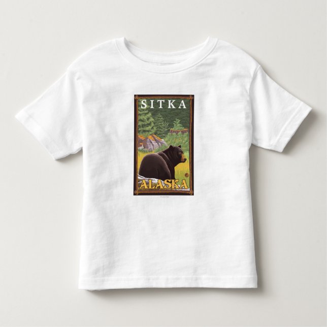 Black Bear in Forest - Sitka, Alaska Toddler T-Shirt (Front)