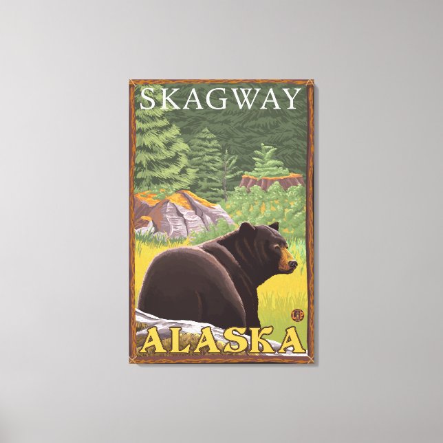 Black Bear in Forest - Skagway, Alaska Canvas Print (Front)