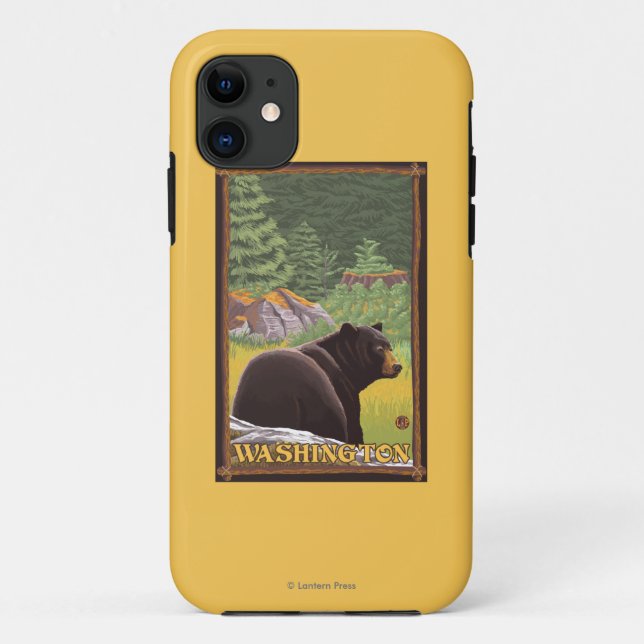 Black Bear in Forest - Washington Case-Mate iPhone Case (Back)