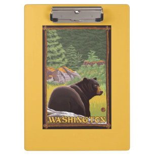Black Bear in Forest - Washington Clipboard